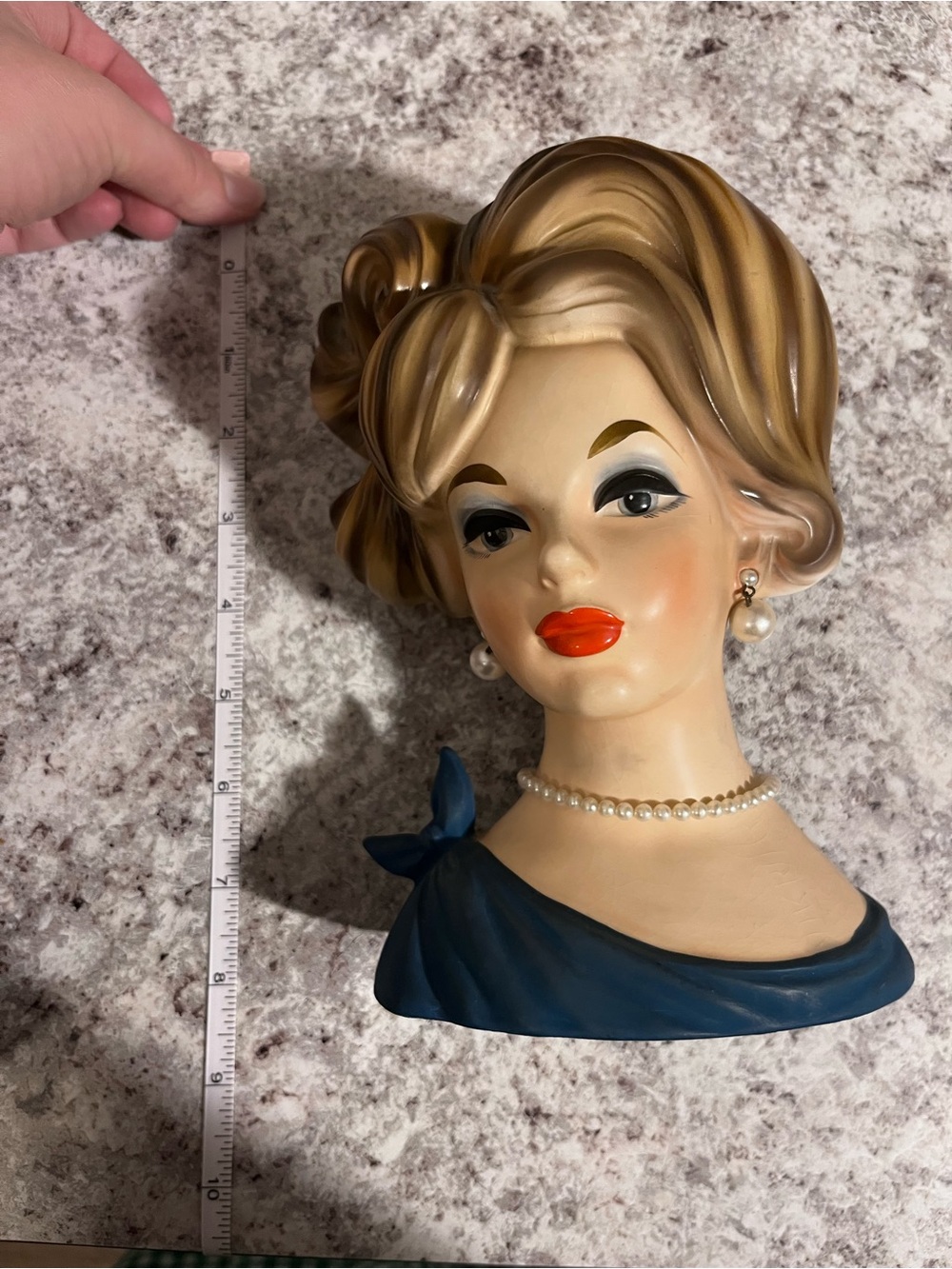 Vintage Napcoware Lady Head Vase - Mid-Century Modern - Faux Pearl, Planter - Picture 11 of 12